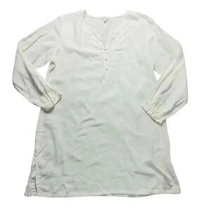 J. Crew Women's XS White Embroidered Tunic Top Long Sleeve Blouse